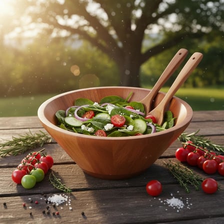 23cm Doğal Akasya Ağacı Salata Kasesi – El Yapımı Derin Ahşap Servis ve Karıştırma Kasesi | Meyve, Makarna, Çerez Sunumu | Çevre Dostu Mutfak ve Sofra Aksesuarı