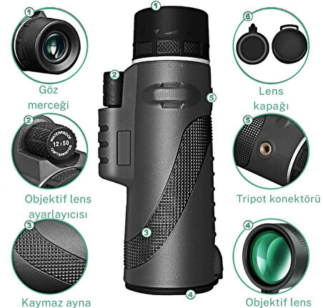  Monozone Tek Göz Dürbün HD Zoom Teleskop Tripot Telefon Kamera El Dürbünü 80x Monoküler Taşınabilir