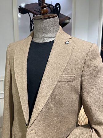 Guild Karlofça Slim Fit Bej Örme Ceket