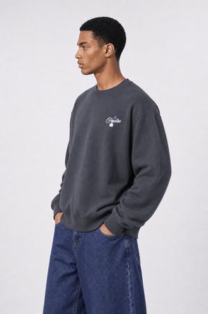 Erkek Finalize Patch Detaylı Oversize Sweatshirt Füme