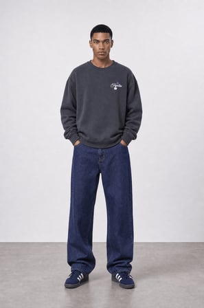 Erkek Finalize Patch Detaylı Oversize Sweatshirt Füme