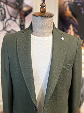 Guild Karlofça Slim Fit Haki Örme Ceket