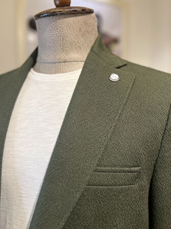 Guild Karlofça Slim Fit Haki Örme Ceket