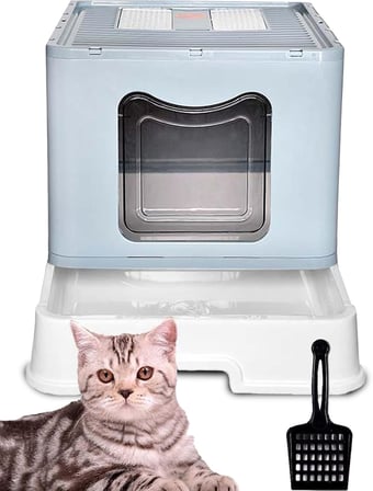 ModMio Jumbo Filtreli Kapalı Kedi Tuvaleti Kokuyu Önleyen Çift Filtreli Çekmeceli Kürek Hediyeli 50X40X39 cm