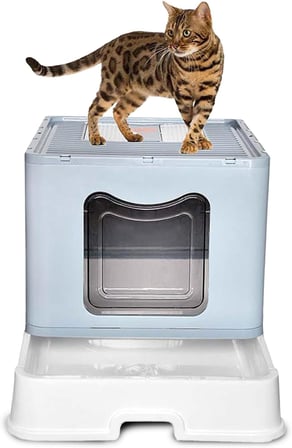 ModMio Jumbo Filtreli Kapalı Kedi Tuvaleti Kokuyu Önleyen Çift Filtreli Çekmeceli Kürek Hediyeli 50X40X39 cm