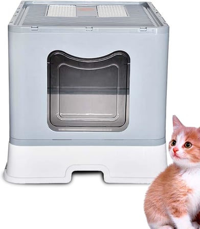 ModMio Jumbo Filtreli Kapalı Kedi Tuvaleti Kokuyu Önleyen Çift Filtreli Çekmeceli Kürek Hediyeli 50X40X39 cm