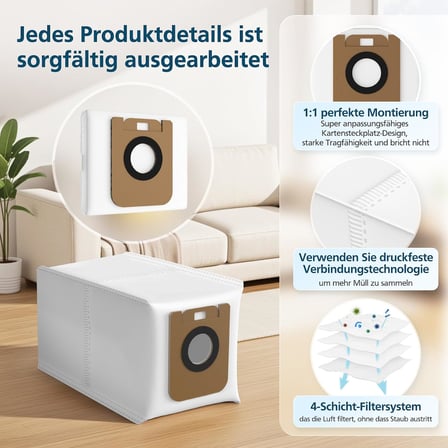 Dreame D10 Plus / D10s / Z10 Pro / L10 robot süpürge için 10 adet elektrikli süpürge torbası, Dreame D10 Plus / D10s / Z10 Pro / L10 elektrikli süpürge robotu için yedek parçalar