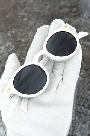 YUVARLAK ÇERÇEVE BEYAZ SİYAH CAM GÜNEŞ GÖZLÜĞÜ