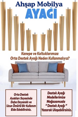 4'lü Set Ahşap Dolap Mobilya Koltuk Kanepe Ayağı Ayakları M8 20 Cm Bağlantı Aparatlı