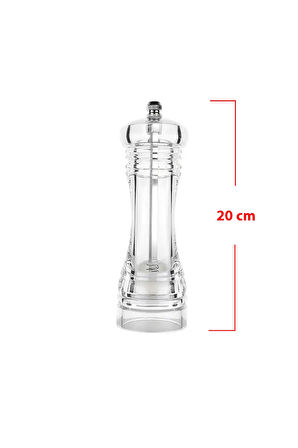 1 Adet Şeffaf Akrilik 20 cm Büyük Boy Baharat Tuz Karabiber Öğütücü Değirmeni