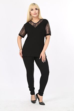 Kısa Kol  Büyük Beden Bluz 20E-17851