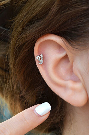 Y Harfi Piercing Gümüş Renkli Harf Piercing Y