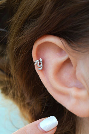 Y Harfi Piercing Gümüş Renkli Harf Piercing Y