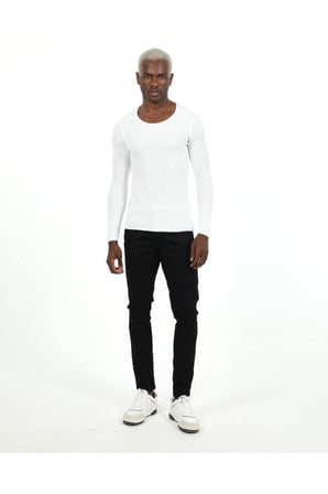 Slim Fit Naturel Pamuk Triko Kazak Tüylenmeyen Dar Kesim Body Fit Örme Şık ve Konforlu Erkek Kazak
