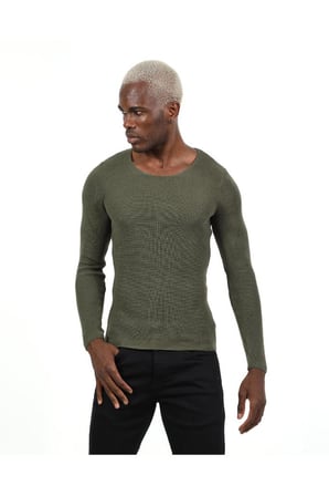 Slim Fit Naturel Pamuk Triko Kazak Tüylenmeyen Dar Kesim Body Fit Örme Şık ve Konforlu Erkek Kazak