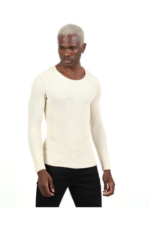 Slim Fit Naturel Pamuk Triko Kazak Tüylenmeyen Dar Kesim Body Fit Örme Şık ve Konforlu Erkek Kazak