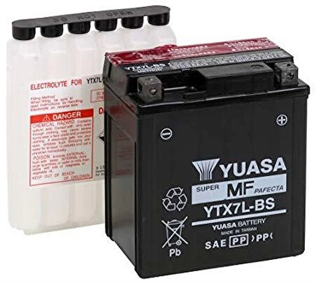 Yamaha YBR 125 (07-14) Yuasa YTX7L-BS Akü, 6.3 Amper 12 Volt Bakım Gerektirmez