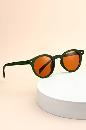 YEŞİL ÇERÇEVE KAHVE CAM YUVARLAK KADIN ERKEK ÜNİSEX GÜNEŞ GÖZLÜĞÜ