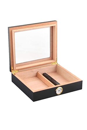 Falconetti Siyah Camlı Kısa Humidor Puro Kutusu rc06sy