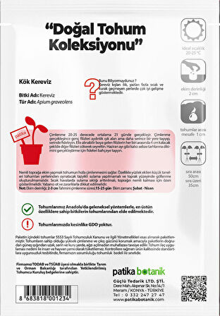 8.000 Adet Yerli Ata Kök Kereviz Tohumu