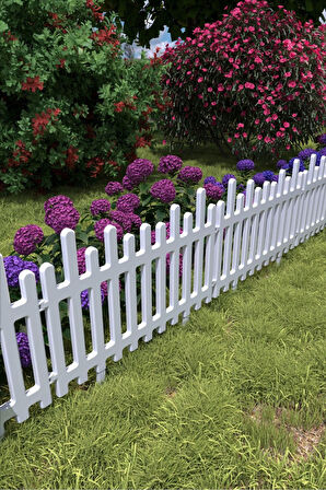 Morpanya Flower Plastik Bahçe ÇitBordür Bahçe Koruma Dekor Kırılmaz 20 ad (11 mt) beyaz