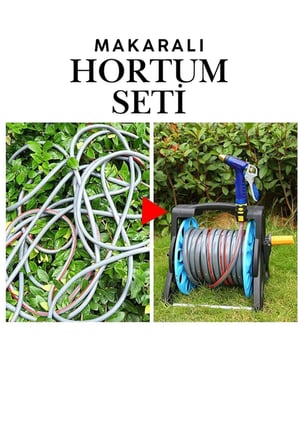 Makaralı Hortum Seti 20 Metre Bahçe Sulama ve Araç Yıkama Seti - 1/2 İnç Pratik Bahçe ve Oto Yıkama