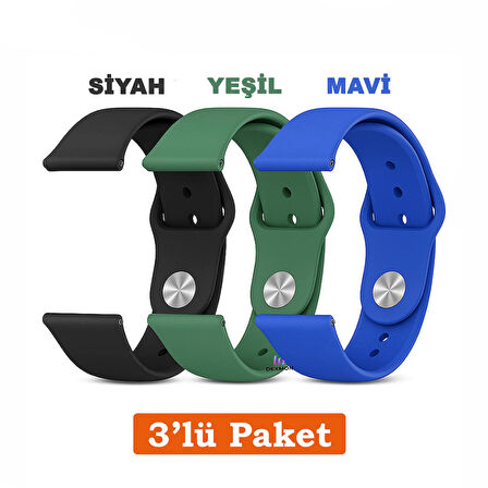 Samsung Galaxy Watch 4/5/6/7/fe /40/44mm Classic 42/43/46/47mm Uyumlu 20mm 3'lü Silikon Kordon Seti