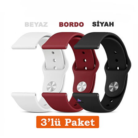 Samsung Galaxy Watch 4/5/6/7/fe /40/44mm Classic 42/43/46/47mm Uyumlu 20mm 3'lü Silikon Kordon Seti