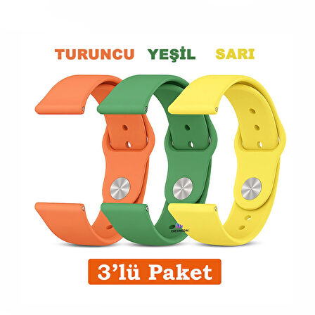 Samsung Galaxy Watch 4/5/6/7/fe /40/44mm Classic 42/43/46/47mm Uyumlu 20mm 3'lü Silikon Kordon Seti