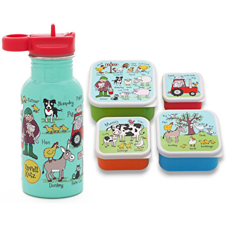Çelik Matara 400ml  / 4' lü Beslenme Kutusu FARMYARD