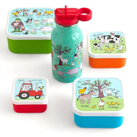 Çelik Matara 400ml  / 4' lü Beslenme Kutusu FARMYARD