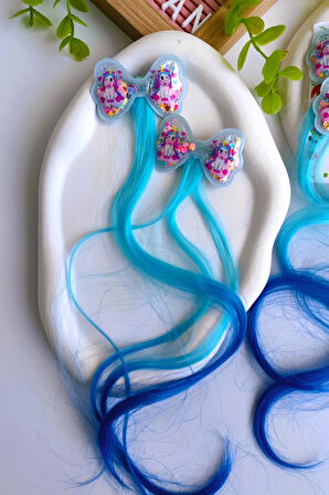 Kız Çocuk Pullu Unicorn Yapay Saç Postiş 2 Adet