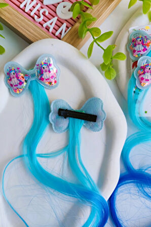 Kız Çocuk Pullu Unicorn Yapay Saç Postiş 2 Adet