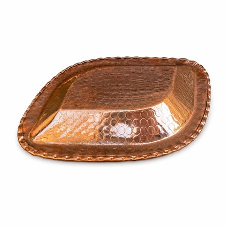 Copper Empire El İşçiliği Bakır Üçgen Sunum Tabağı 20x15 cm Dekoratif Çerez Kahvaltı ve Servis Tabağı