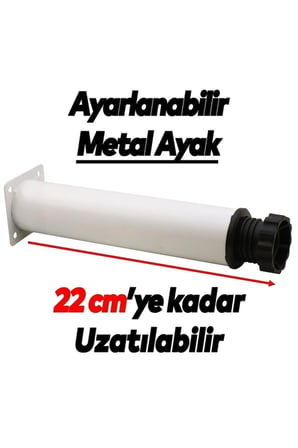 Metal 20 Cm Beyaz Ayarlanabilir  Mobilya Kanepe Koltuk Baza Yükseltici Destek Ayağı Ayakları.