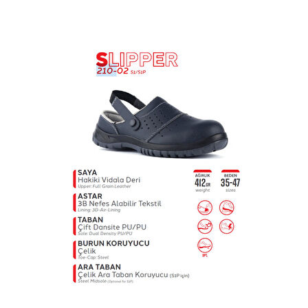 Mekap Slipper 210-02 S1 SRC Çelik Burun Sabo Terlik Lacivert