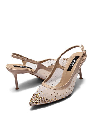 Fileli Taş İşlemeli Topuklu Kadın Abiye Ayakkabı 210