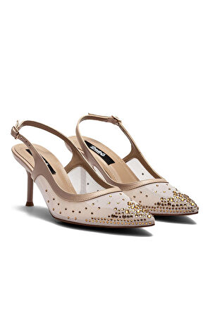 Fileli Taş İşlemeli Topuklu Kadın Abiye Ayakkabı 210