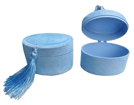 KUTU OVAL FLOK KAPLAMA MAVİ 1 ADET