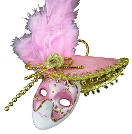 MASKE SERAMİK SÜSLÜ PEMBE 1 ADET