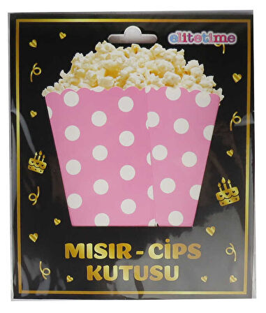 MISIR CİPS KUTUSU PUANTİYELİ PEMBE 10 ADET