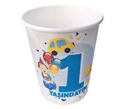BARDAK KARTON 1 YAŞINDAYIM MAVİ 8oz 8 ADET