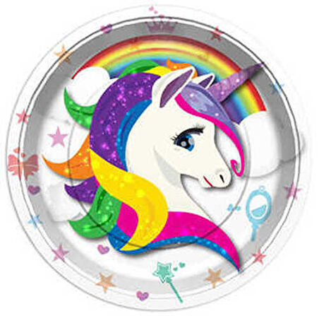 TABAK KARTON UNICORN ÇİÇEKLİ 23 CM 8 ADET