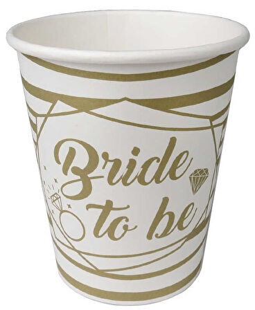 BARDAK KARTON BRIDE TO BE YALDIZLI ALTIN 8 OZ 8 ADET