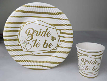 BARDAK KARTON BRIDE TO BE YALDIZLI ALTIN 8 OZ 8 ADET
