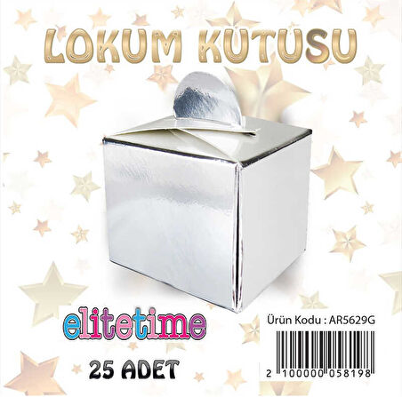LOKUMLUK KARTON KUTU METALİZE PARLAK GÜMÜŞ 25 ADET