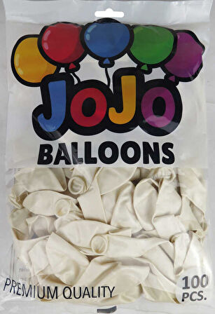 BALON METALİK 12 İNC (JOJO BALLOONS) BEYAZ 100 ADET