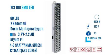 YCL YIS-160 6W Şarjlı 60 Ledli Işıldak