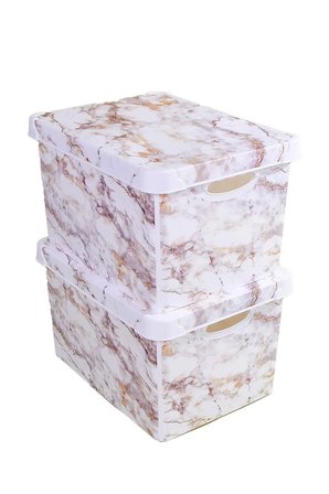Style Box Marble Plastik Dekoratif Kutu Seti - 2x 20 Litre