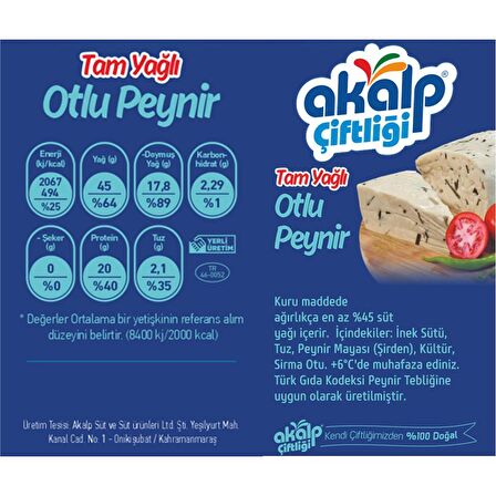 Tam Yağlı Otlu Peyniri 500Gr